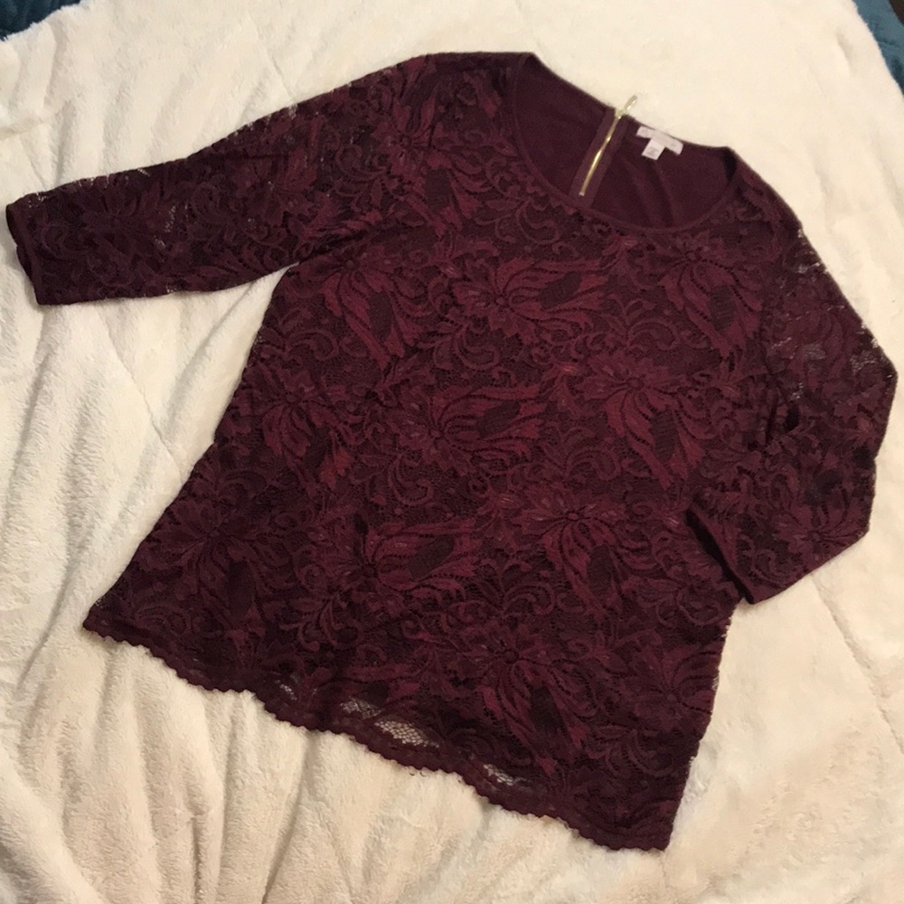 Burgundy Lace Dress Barn Top